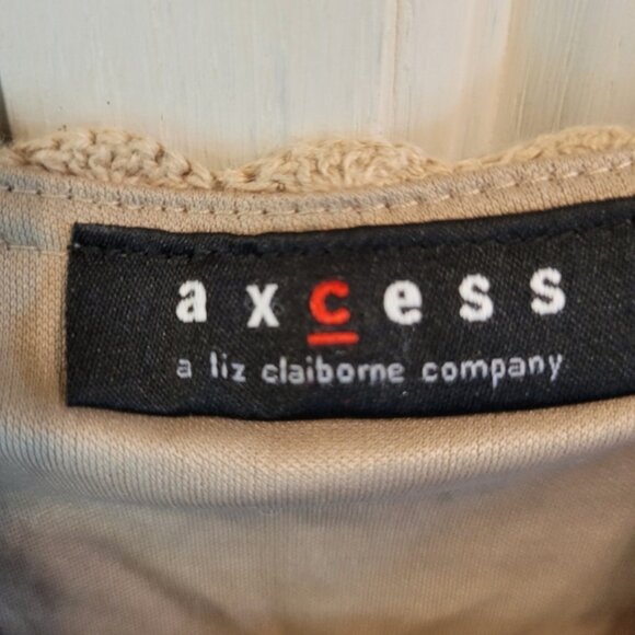 Axcess Liz Claiborne Tan Crochet Babydoll Blouse Top - Picture 5 of 7